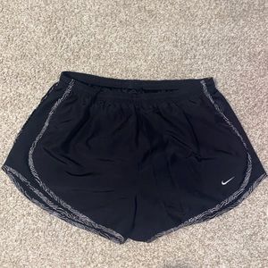 Black and white striped Nike Dri-Fit Shorts